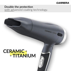 CARRERA 532 Professional 1600 Watts Hair Dryers for Men & Women | Hairdryers - Styling Nozzle-Diffuser, Blow Dry, Hot-Cold Air, Grey