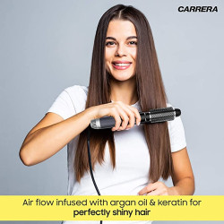 CARRERA 535 Professional 1200 Watts Hot Air Brush Styler for Women | Hot Hair Straightener, Curler for Volume with Styling Nozzles (Grey)
