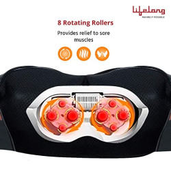 Lifelong Electric Heat Therapy Neck, Shoulder and Back Massager for pain and stress relief with Bag (Brown,LLM630)
