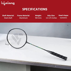 Lifelong Ace100 Aluminium Shaft Badminton Racquet with Free Full Cover | Badminton Racquet for Adults (LLBDR11, Black)