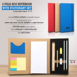 Power Plus 3 fold Eco Notebook with stationary set | Customizable notepad B110