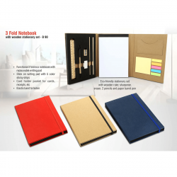 Power Plus 3 fold notebook with wooden stationery set B90