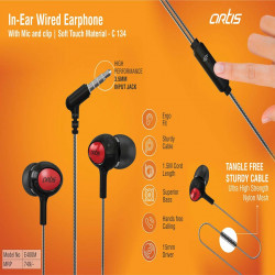  Artis In-Ear Wired Earphone With Mic and clip | Soft touch material (E400M) C134